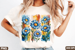 Vibrant Blue Daisy Floral Sublimation PNG Design Product Image 3