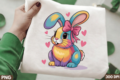 Vibrant Pastel Bunny Sublimation PNG Design for T-Shirt Product Image 1