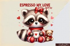 Cute Valentine&#039;s day raccoon, Sublimation PNG. Product Image 1