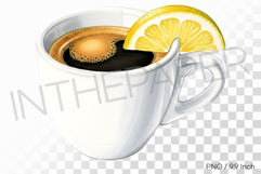Refreshing Espresso Romano with lemon PNG coffee drink art Product Image 1