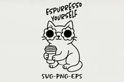 Hipster Cat Line Art Clipart, Funny Puns SVG | PNG | EPS Product Image 1