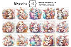 40 Easter Watercolor Digital Paper Clipart JPG Product Image 2
