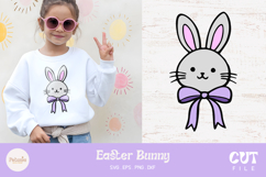 Cute Easter bunny svg cut file being used as a kids t-shirt print 