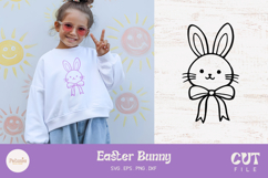 Cute Easter bunny svg cut file being used as a kids t-shirt print 