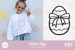 Cute Easter egg svg cut file being used as a kids t-shirt print 