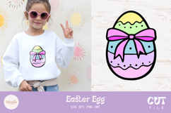 Cute Easter Egg svg cut file being used as a kids t-shirt print 
