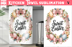Easter kitchen towel sublimation | Coquette tea towel Product Image 1