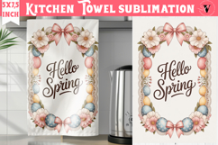 Easter kitchen towel sublimation | Coquette tea towel Product Image 1