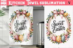 Easter kitchen towel sublimation | Coquette tea towel Product Image 1