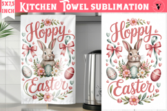 Easter kitchen towel sublimation | Coquette tea towel Product Image 1