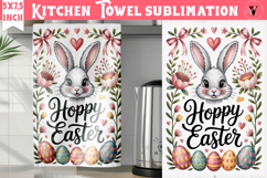 Easter kitchen towel sublimation | Coquette tea towel Product Image 1