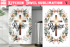 Easter kitchen towel sublimation | Christian kitchen towel Product Image 1