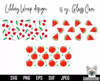 Fruits Full Wrap 16 Oz Libbey Glass Can SVG, Watermelon Product Image 2