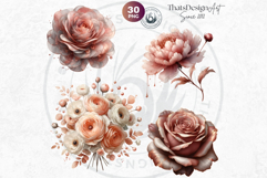 Ethereal Rose gold and blush floral arrangements Clipart PNG Product Image 9