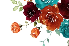 ethereal rust floral clipart teal burgundy burnt orange flowers watercolor png