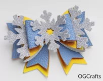 Snowflake Bow SVG, Faux Leather Christmas Hair Bow Template Product Image 5