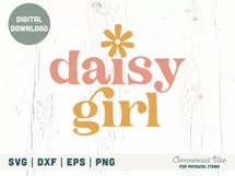 Daisy girl SVG cut file - Retro boho spring girl svg Product Image 2