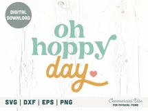 Oh hoppy day SVG cut file - Retro Happy Easter shirt svg Product Image 3