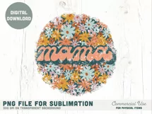 Mama distressed retro floral PNG design for sublimation Product Image 2