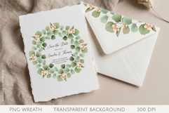 Eucalyptus &amp; Flower Wreath | Elegant Floral Frame PNG Product Image 1