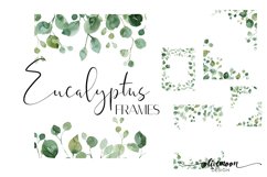 Eucalyptus Frames Watercolor Greenery Frames Clipart 5 PNG Product Image 1