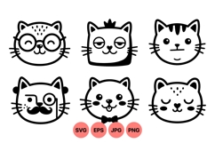 Hand Drawn Cute Cat Face Icon Product Image 1