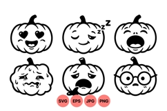Cute Halloween Pumpkin Faces Clipart Design Product Image 1