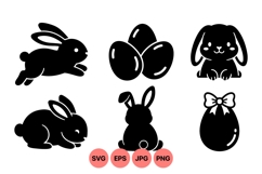 Easter Bunny and Egg Svg Icons For Spring Product Image 1