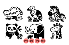 Cute Safari Animal Vector Clipart For Kids Decor Product Image 1