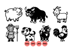 Farm Animal Cartoon Clipart for Kids Crafts Product Image 1