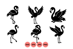 Black Flamingo Silhouettes Vector Clipart Product Image 1