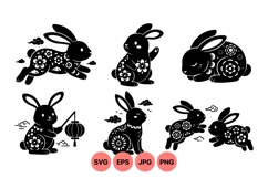 Floral Bunny Silhouettes For Easter Decorations Product Image 1