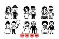 Hand Drawn Wedding Couple Clipart Illustration Product Image 1