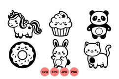Hand Drawn Cute Animal And Dessert Clipart Product Image 1