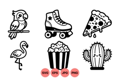 Cute Line Art Icons For Fun Summer Designs Product Image 1