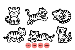 Cute Baby Tiger Cartoon SVG Vector Product Image 1