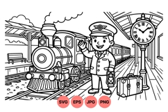 Cute Train Conductor Vector Illustration Design Product Image 1