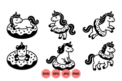 Cute Hand Drawn Unicorn Donut Clipart Product Image 1