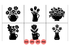 Black Floral Vase Silhouette Clipart for Decor Product Image 1