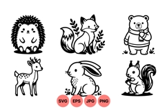 Hand Drawn Woodland Animals Clipart For Crafts Product Image 1