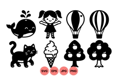 Whimsical Kids Cartoon SVG Icons Product Image 1