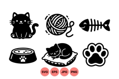 Cute Cat Silhouette Clipart for Crafts and Printables Product Image 1