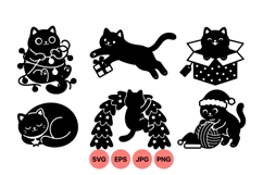 Playful Cat Holiday SVG Clipart For Crafts Product Image 1