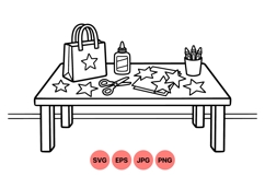 Hand Drawn Kids Craft Table SVG Illustration Product Image 1