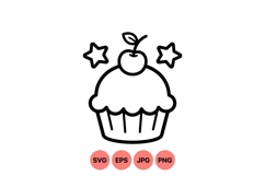 Minimalist Cupcake Line Art Clipart Design Product Image 1