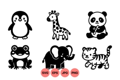 Cute Cartoon Animal Svg Clipart For Kids Crafts Product Image 1
