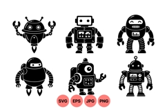Retro Robot Cartoon SVG Clipart Illustration Product Image 1