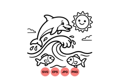Line Art Ocean Animal Clipart For Kids Projects Product Image 1