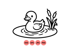 Cute Duck Illustration Line Art Design Product Image 1