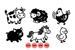 Cute Black Farm Animal Clipart Graphics Product Image 1